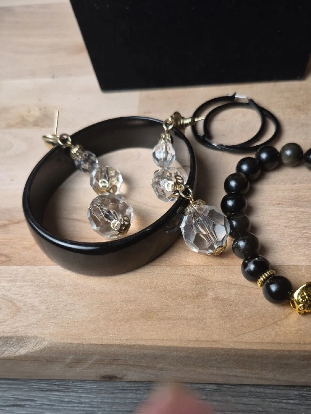 Sarah Coventry White Pearl Necklace with Mixed Silver and Black Accents